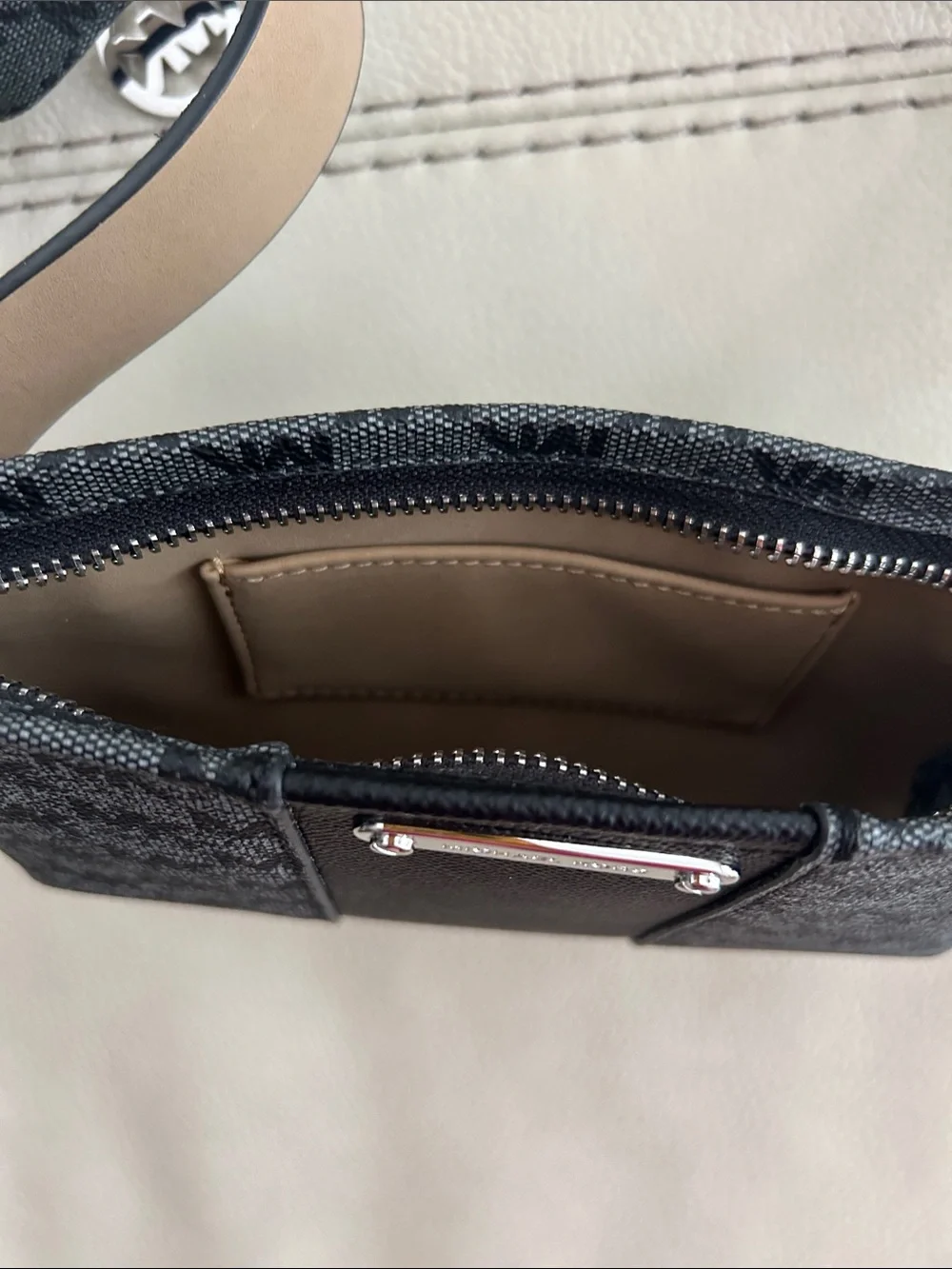 Michael Kors Gray and Black Monogram Belt Bag
